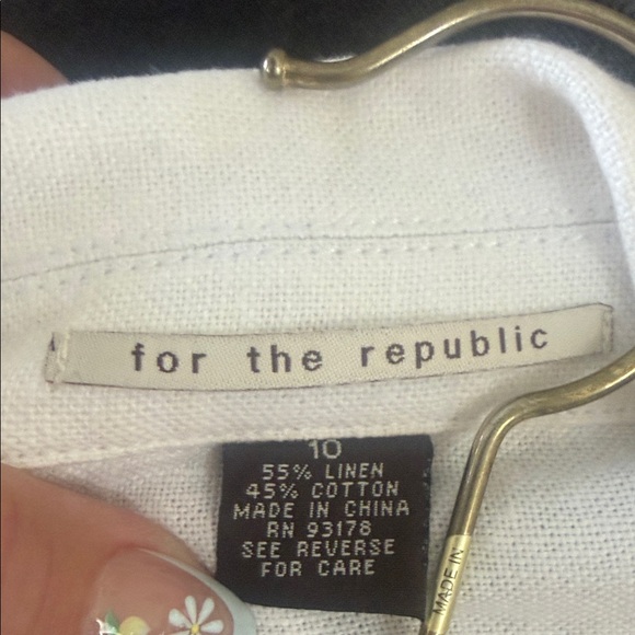 For The Republic White Linen Jacket with Sequin Eye and Star Design - Picture 6 of 6